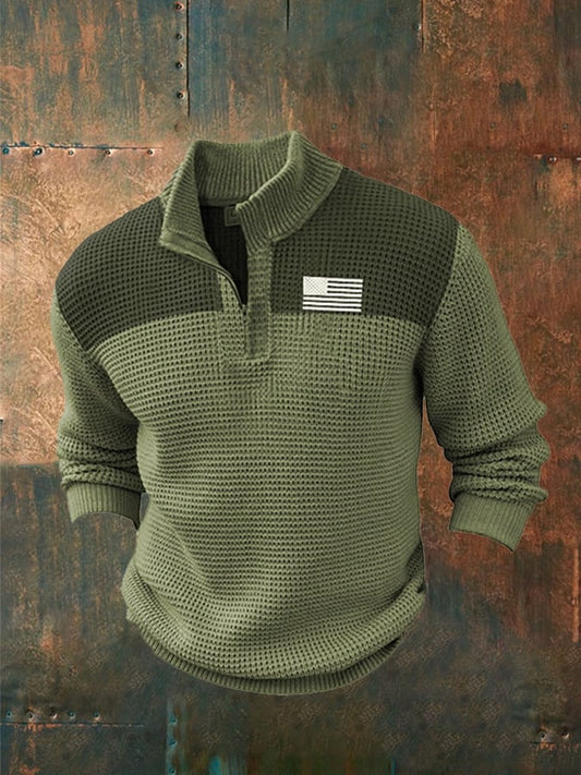 Men'S Zipper Knitting Print Casual Sweatshirt