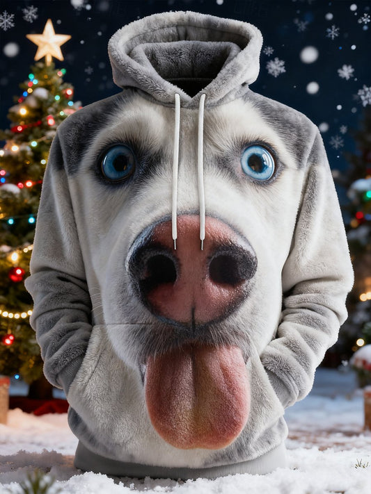 Fun Husky Flannel Hoodie