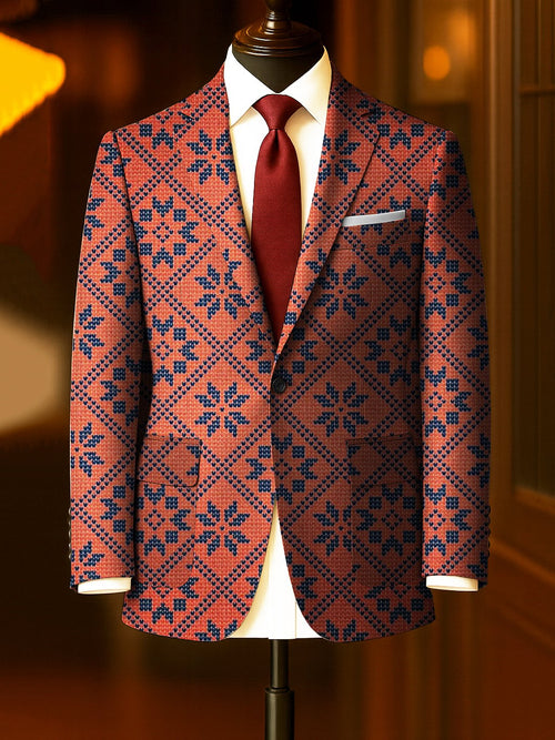 Men's Business Casual Large Pocket Print Blazers
