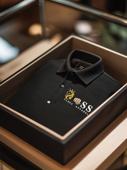 Men's Fashion Business Style Letter Printed Waffle Casual POLO Shirt