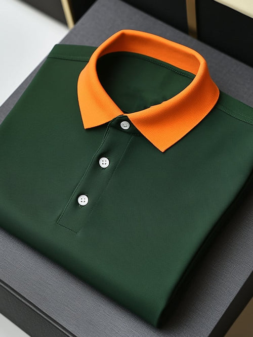 Men's Business Casual Button Short Sleeve Polo Shirt