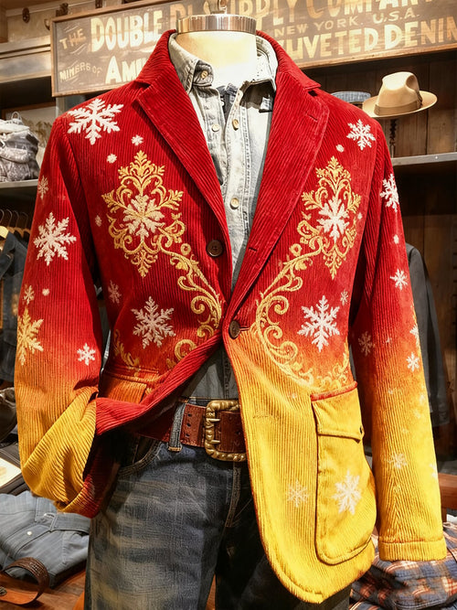 Men's Vintage Casual Christmas Party Corduroy Blazer