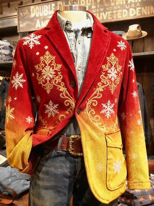 Men's Vintage Casual Christmas Party Corduroy Blazer