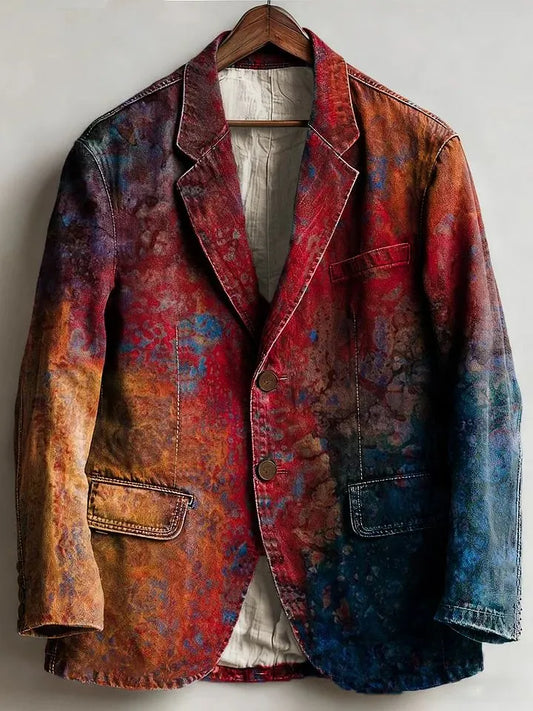 Men's Retro Colorful Printed Casual Blazer