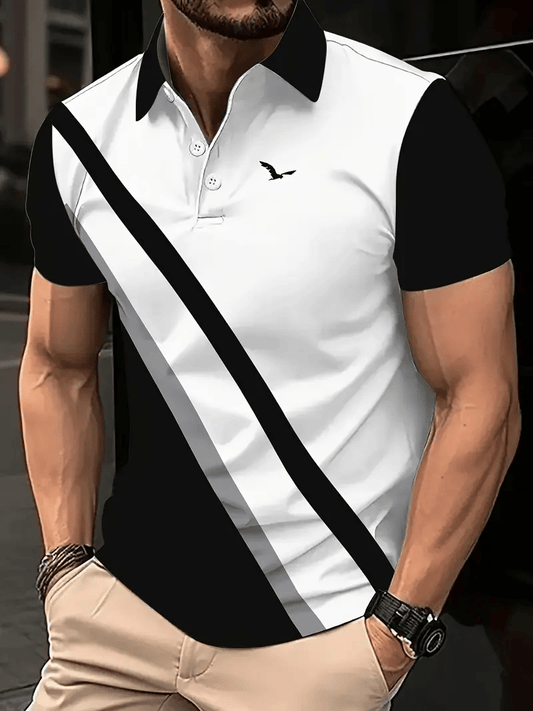 Men's Classic Business Logo Button Short Sleeve Polo Shirt
