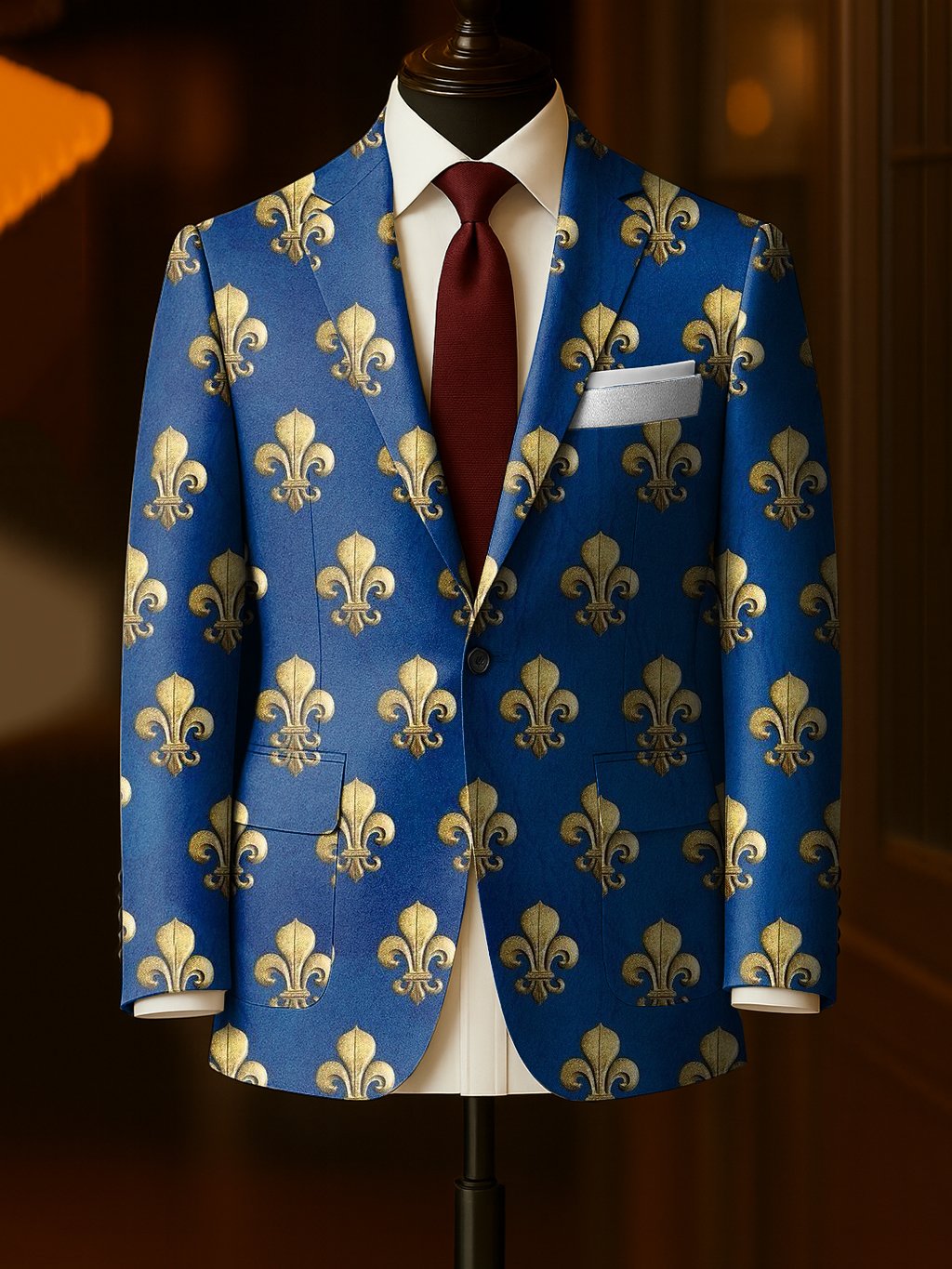 Men's Business Casual Large Pocket Notch Lapel Print Blazers