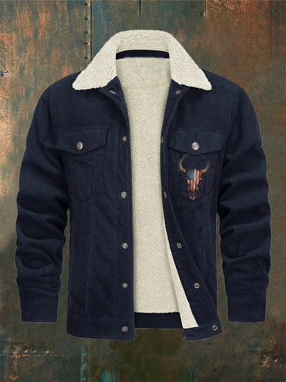 Men's Vintage Flannel Collar Pocket Outdoor Jacket