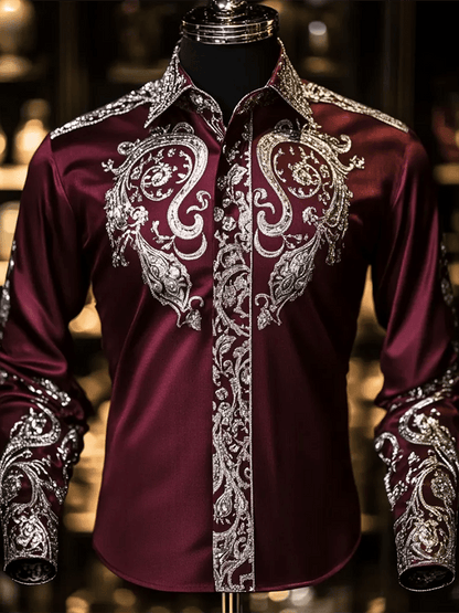 Men's Fashion Business Luxury Design Printed Long Sleeve Shirt