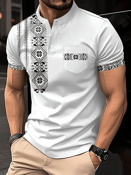 Men's Casual Short Sleeve Henley T-Shirt