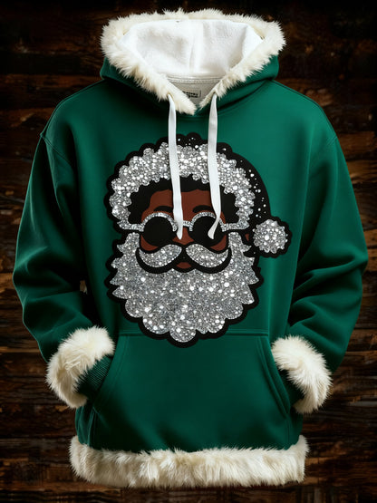 Men's Santa Claus Furry Hooded Sweatshirt