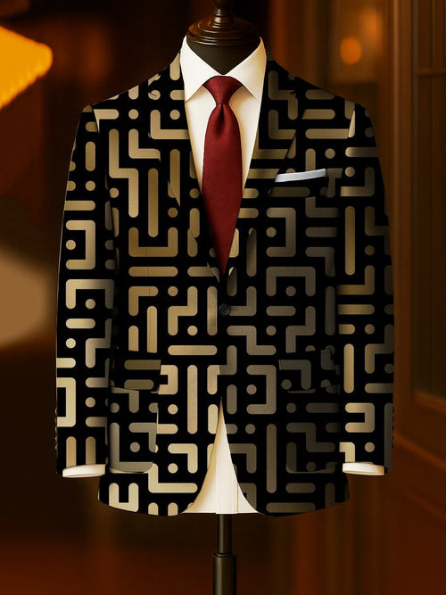 Men's Business Casual Large Pocket Print Blazers
