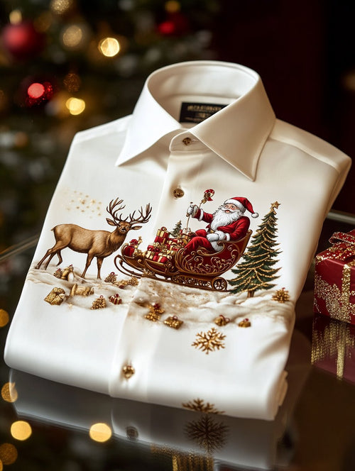 Men's Christmas Print Long Sleeve Shirt