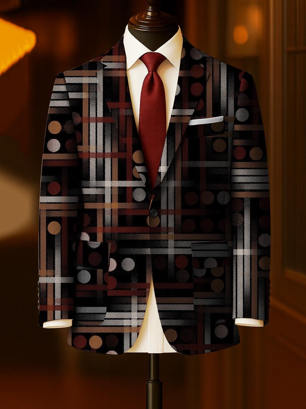 Men's Business Casual Large Pocket Print Blazers