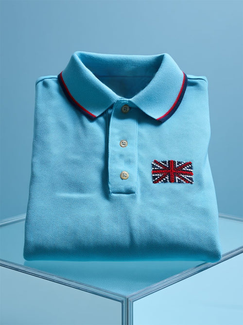 Men's Business Casual Union Jack Button Short Sleeve Polo Shirt