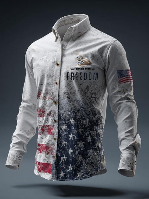 Men's Turning Point American Flag  Freedom Print Patriotic Long-Sleeve Shirt