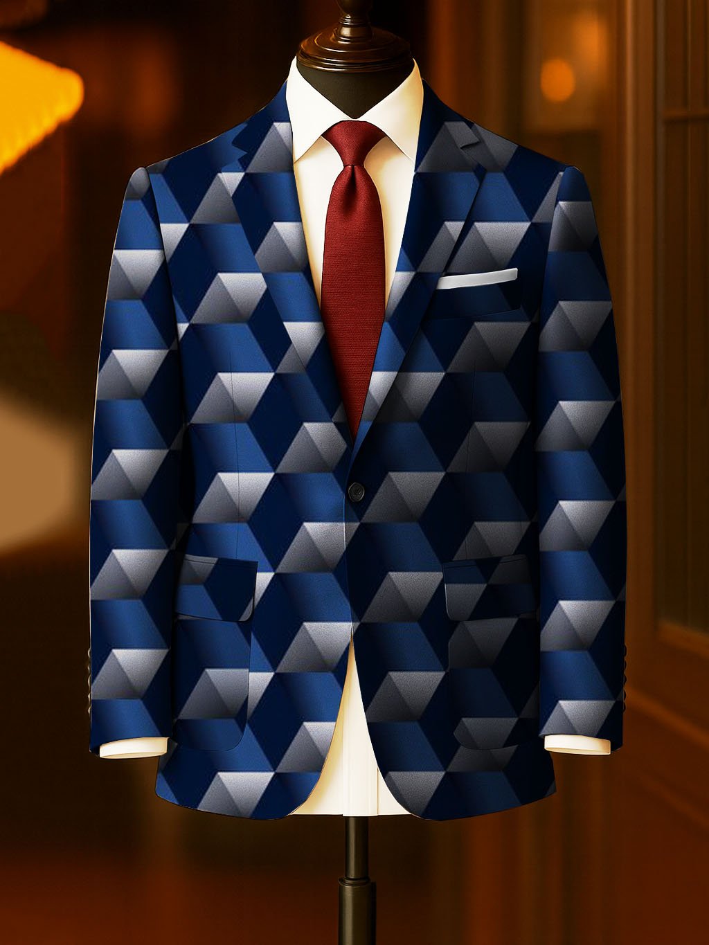 Men's Business Casual Large Pocket Print Blazers