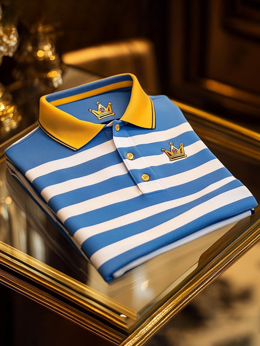 Men's Classic Business Logo Button Short Sleeve Polo Shirt