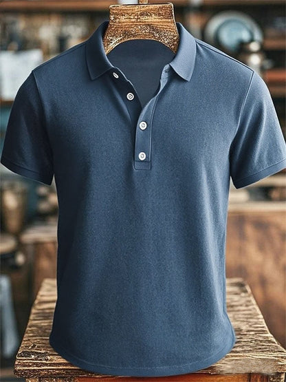 Men'S Casual Retro Contrast Color Graphic Print Short Sleeve Polo Shirt