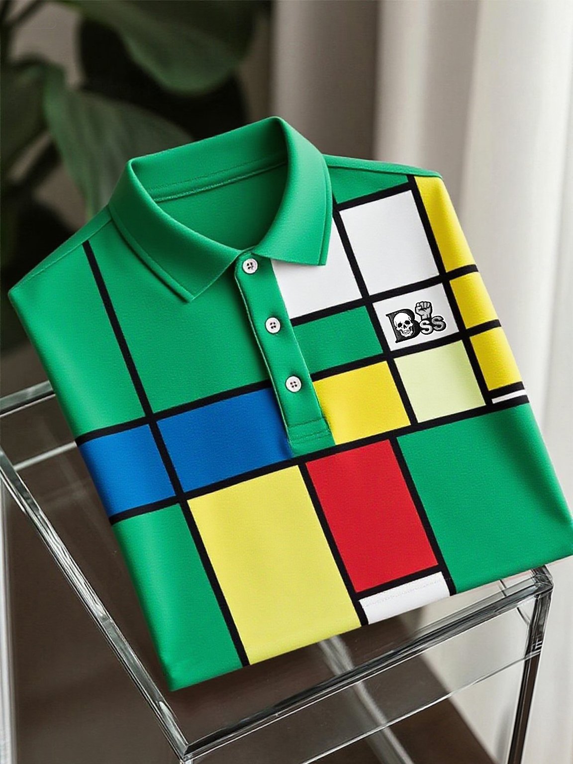 Men's Business Casual Artistic Button Short Sleeve Polo Shirt