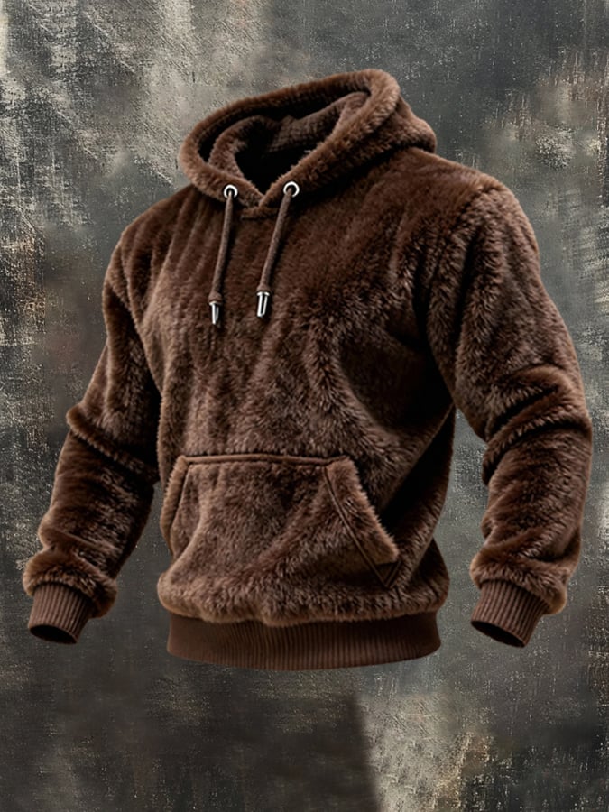 Men'S Warm Soft Plush Casual Hooded Sweatshirt Suit