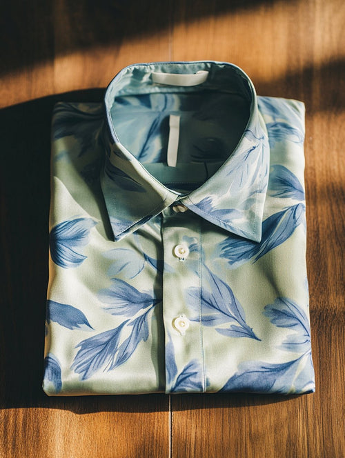 Men's Business Casual Floral Lapel Short Sleeve Shirt