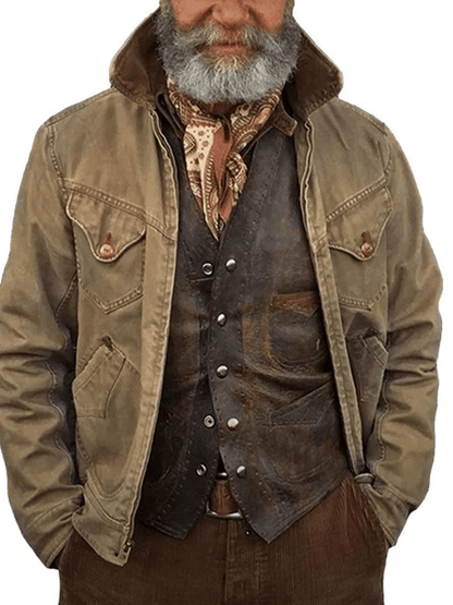 Men's Western Outdoor Vintage Multi-Pocket Jacket
