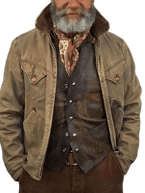 Men's Western Outdoor Vintage Multi-Pocket Jacket
