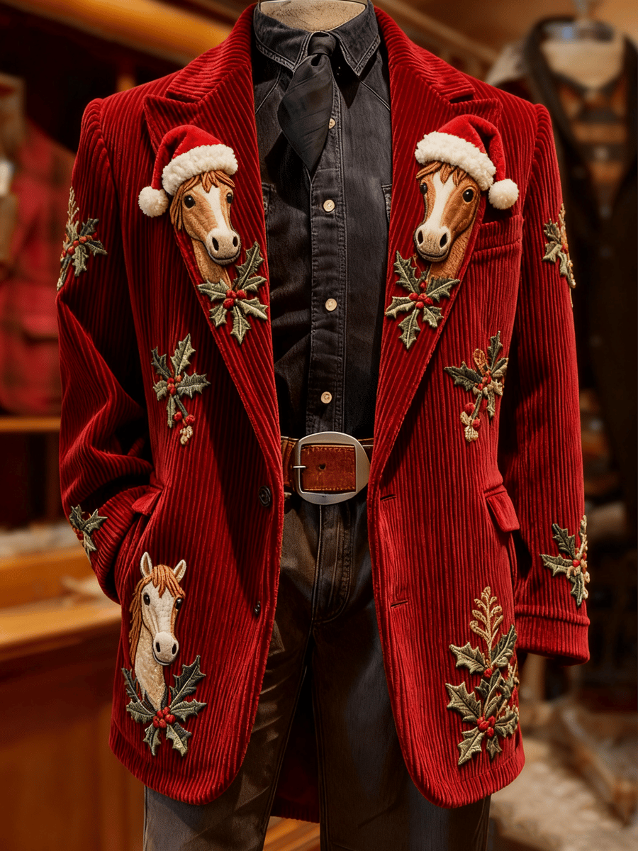 Men's Christmas Corduroy Suit Jacket