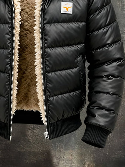 Men's Vintage Leather Stitching Outdoor Jacket Cotton Coat