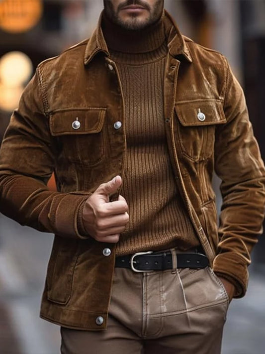 Men's Western Outdoor Vintage Multi-Pocket Jacket