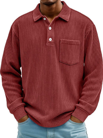 Men's Vintage Corduroy Pocket Polo Shirt