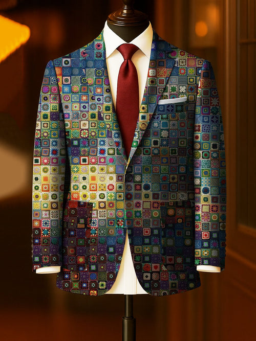 Men's Business Casual Large Pocket Patchwork Blazers