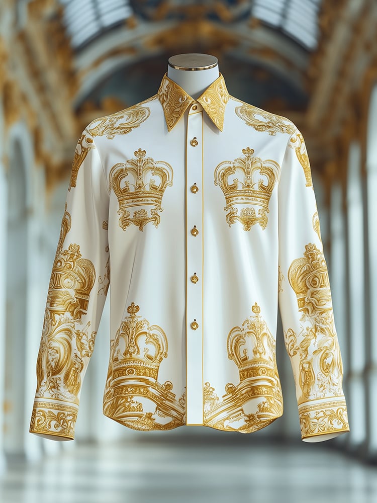 Men's Crown Baroque Long Sleeve Button Down Shirt