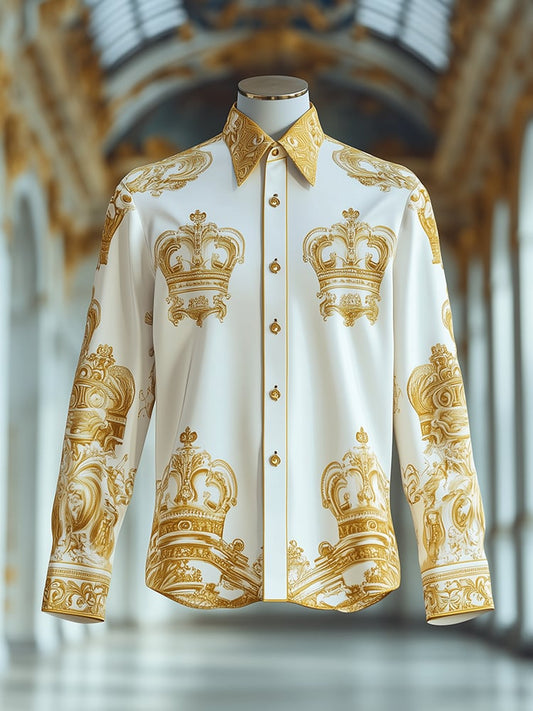 Men's Crown Baroque Long Sleeve Button Down Shirt
