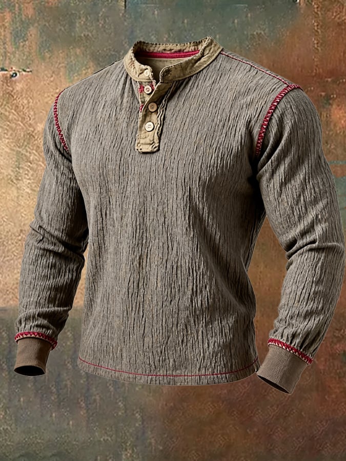 Men's Vintage Colorblock Comfort Henley T-Shirt