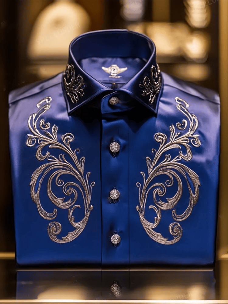 Men's Satin Luxe Print Short Sleeve Button Shirt