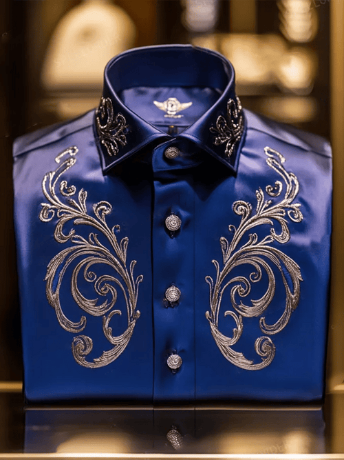 Men's Satin Luxe Print Short Sleeve Button Shirt