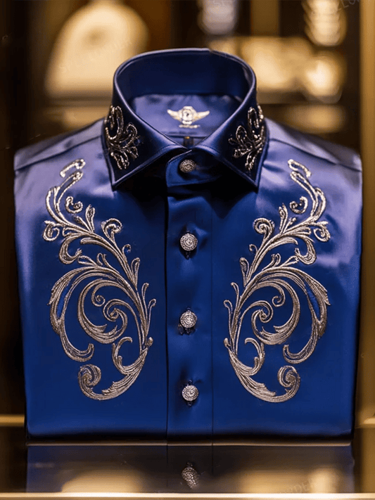 Men's Satin Luxe Print Short Sleeve Button Shirt