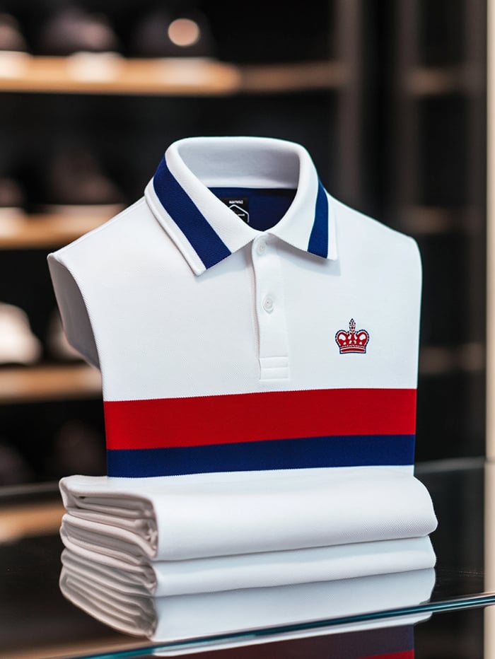 Men's Classic Business Logo Button Short Sleeve Polo Shirt