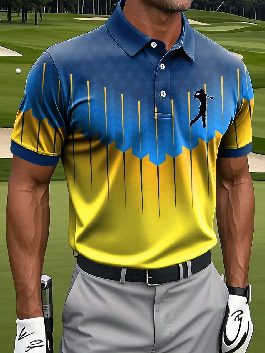 Men's Casual Contrast Color Polo Shirt