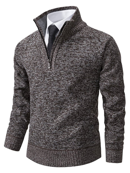 Men's Fashionable Velvet Warm Zipper Design Sweater