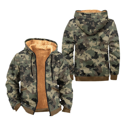 Men's Vintage Western Tiger Camouflage Print Fleece Zipper Jacket