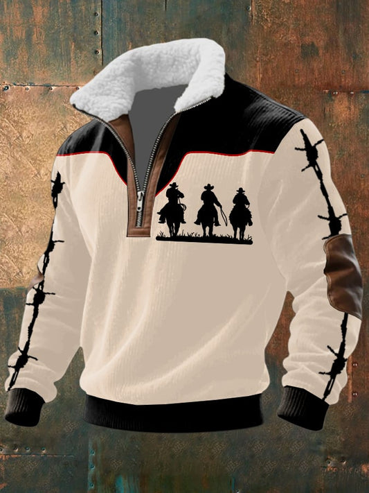 Men's Retro Western Style Print Casual Sweatshirt