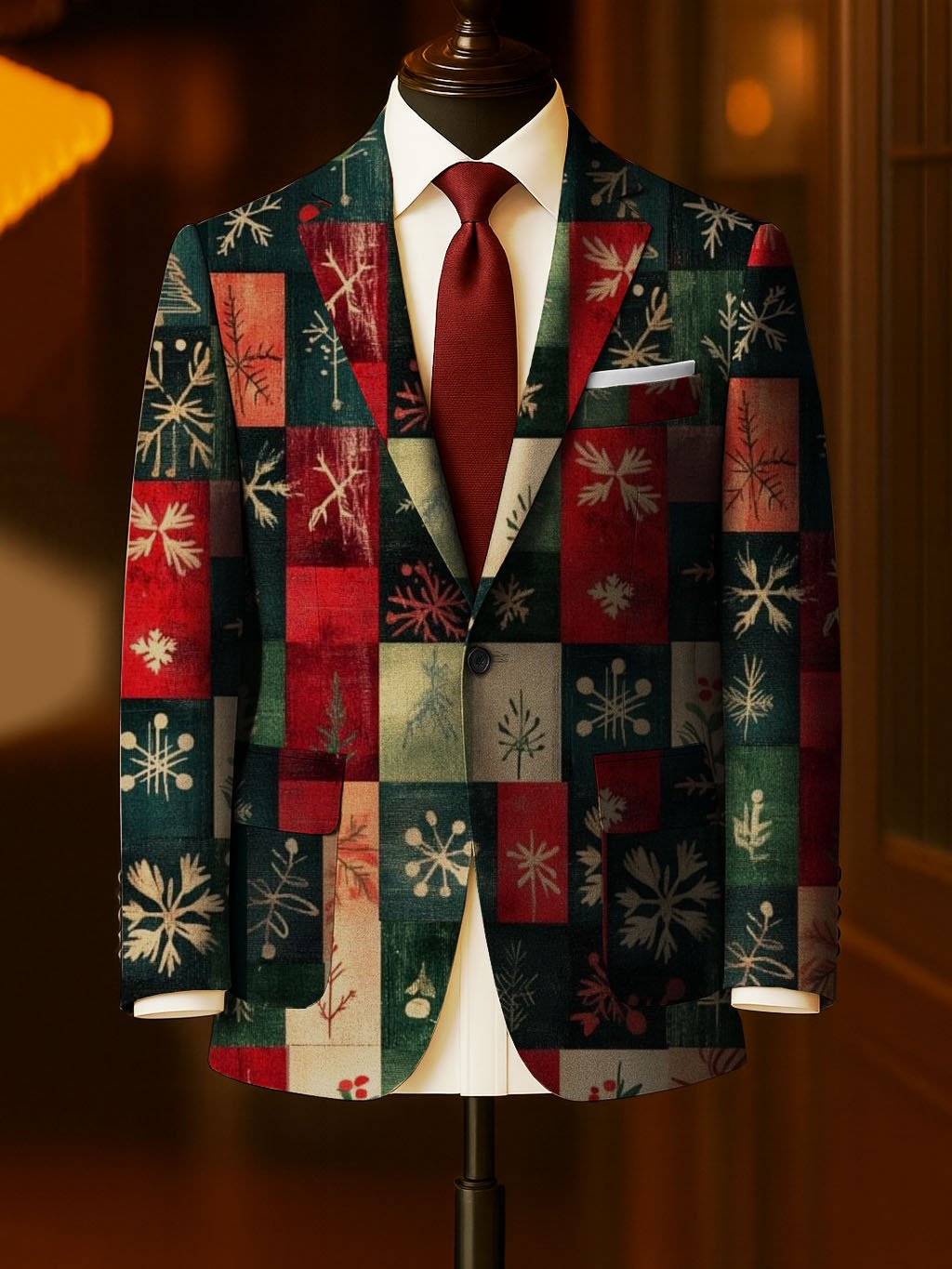 Men's Business Casual Large Pocket Print Blazers