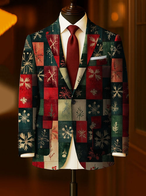 Men's Business Casual Large Pocket Print Blazers