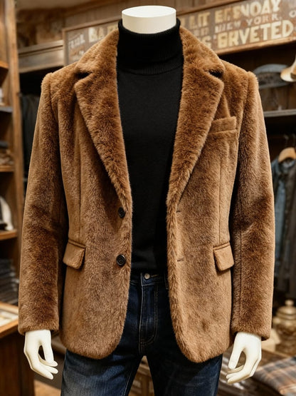 Men's Vintage Plush Warm Suit Jacket