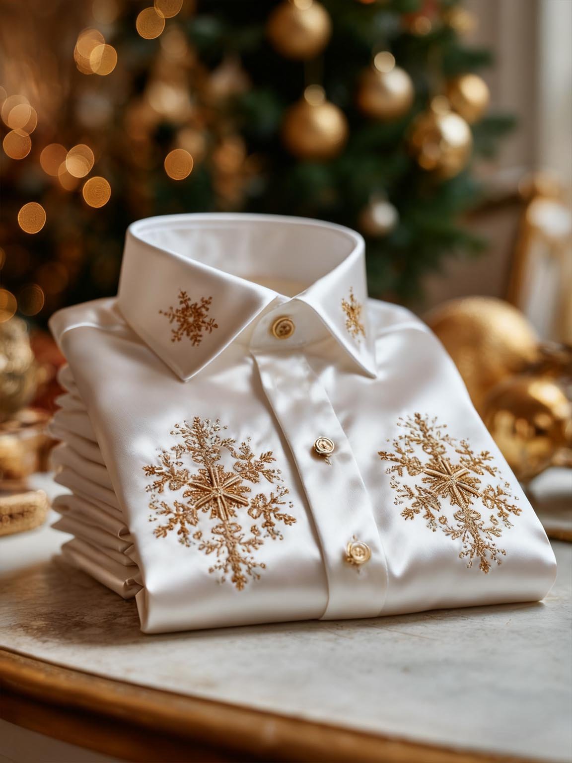 Men's Business Retro New Year Christmas Print Long Sleeve Shirt