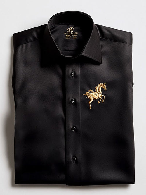 Men's Business Casual Logo Lapel Short Sleeve Shirt