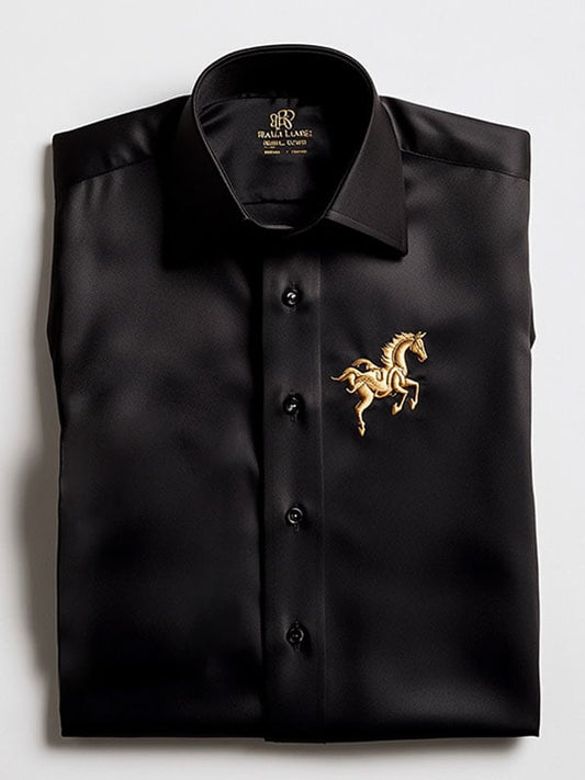 Men's Business Casual Logo Lapel Short Sleeve Shirt