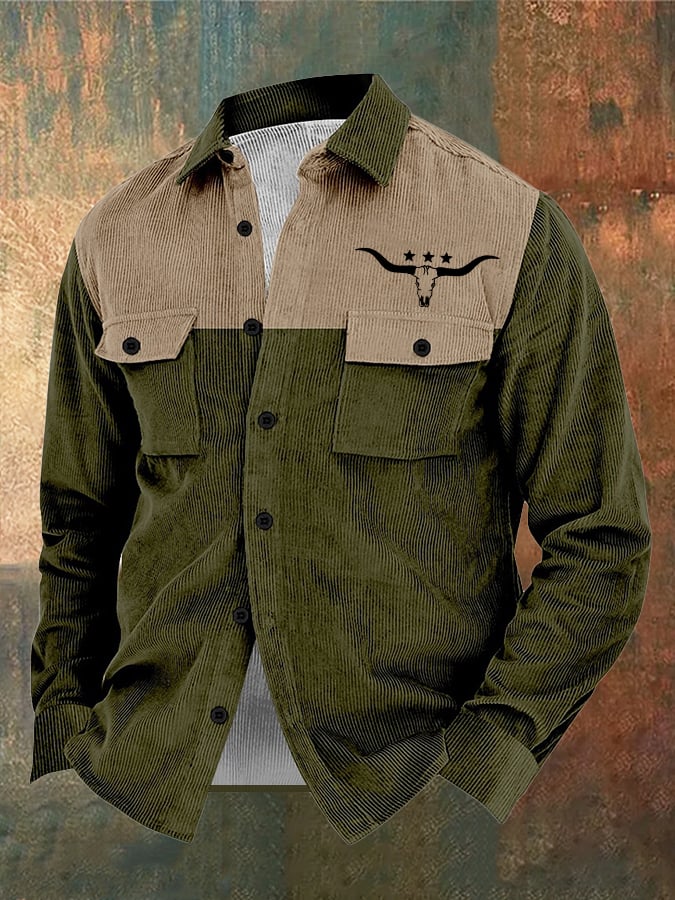 Men's Vintage Western Corduroy Shirt